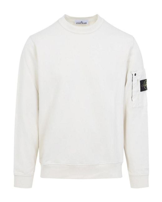 Stone Island White Cotton Sweatshirt for men