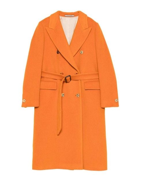 Tagliatore Orange Wool Double-Bteasted Coat