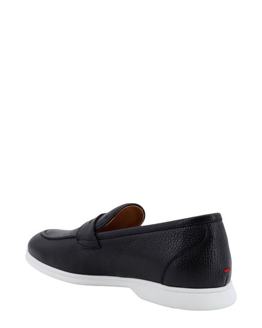 Kiton Black Leather Loafer With Rubber Sole for men
