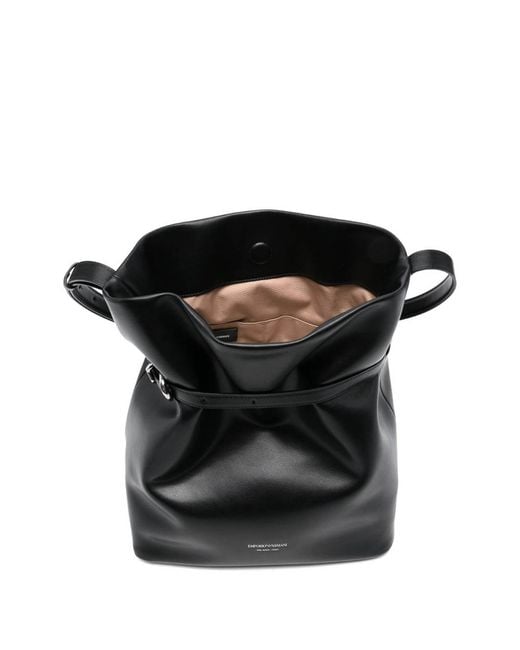 Emporio Armani Black Medium Leather Bucket Bag