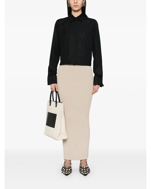 Max Mara White Ribbed Midi Skirt