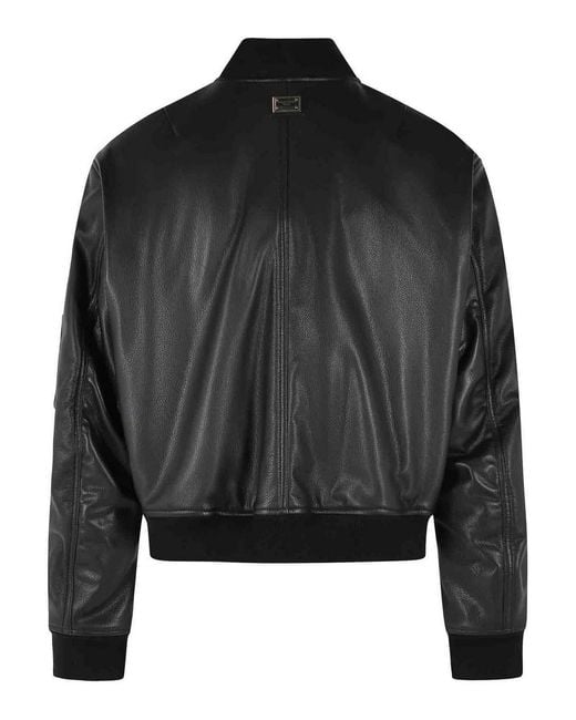 Dolce & Gabbana Black Leather Bomber Jacket for men
