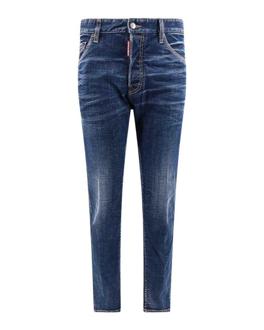 DSquared² Blue Cotton Jeans With Back Print for men