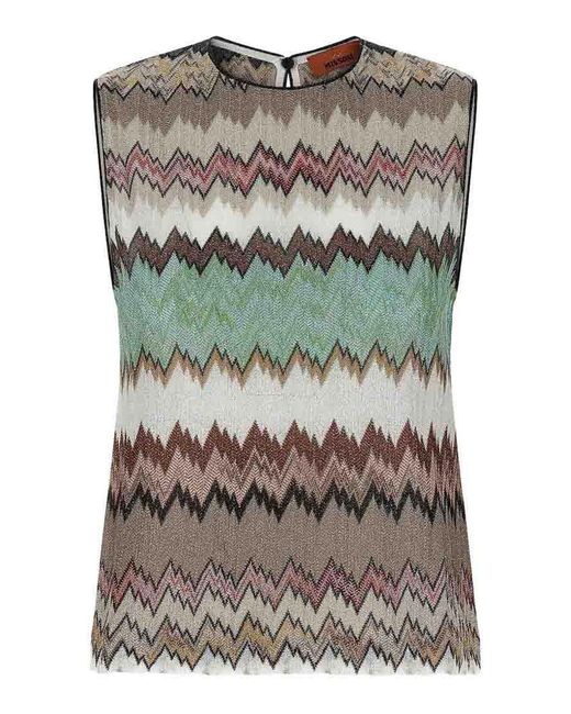 Missoni Gray Zigzag Lamé Top