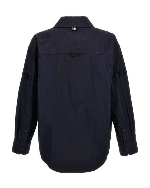 Thom Browne Blue Snap Front Overshirt for men