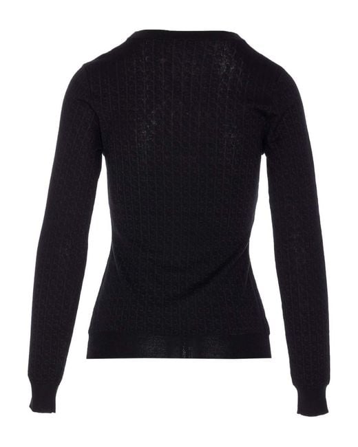 Elisabetta Franchi Black Wool Blend Crewneck Sweater
