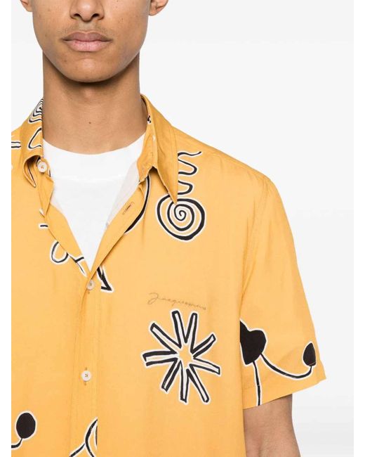 Jacquemus Yellow Melo Spiral-print Shirt for men