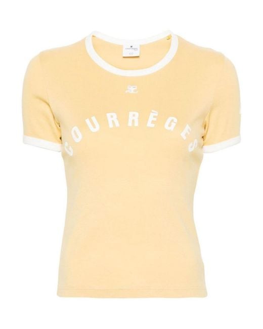 Courreges Yellow Contrast Logo T-shirt