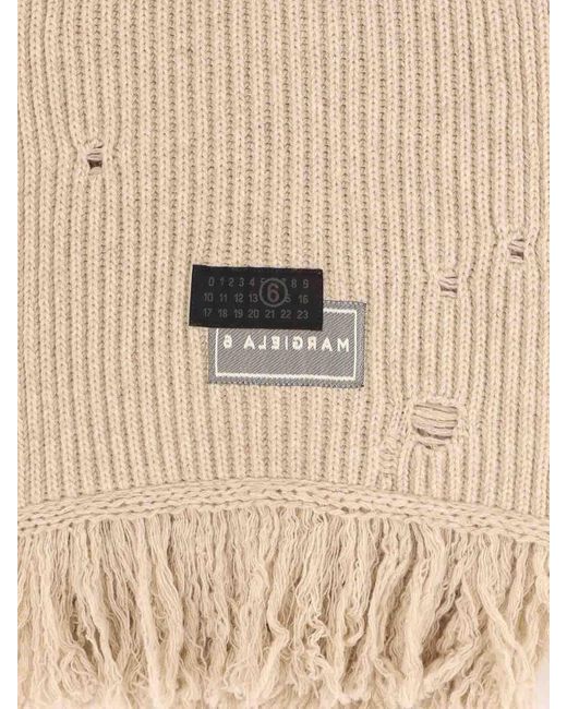 MM6 by Maison Margiela Natural Discress -Effect Wool Mixed Scarf for men