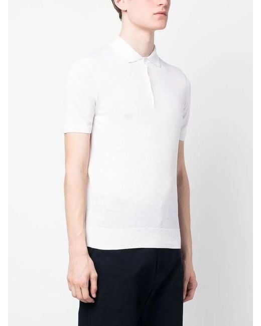 Drumohr White Buttoned Polo With Logo for men