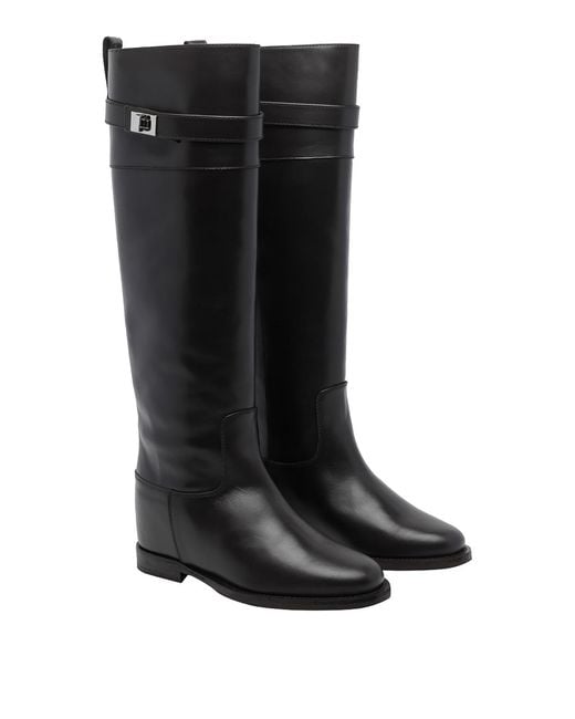 Via Roma 15 Black Padlock Leather Boots