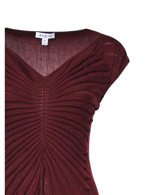 Alaïa Purple Virgin Wool Midi Dress