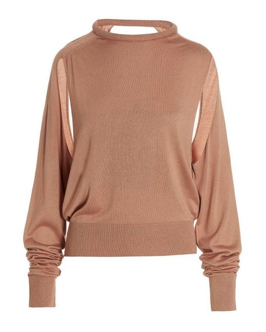 Ramael Brown Cut Out Insert Top Sweater