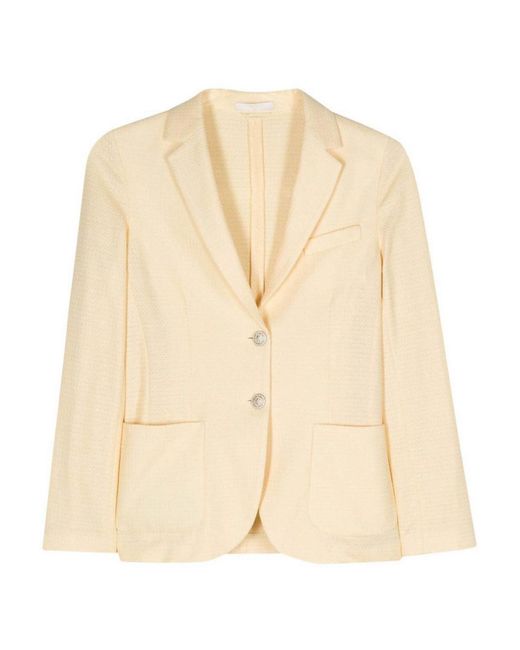 Circolo 1901 Natural Linen And Cotton Blend Single-breasted Jacket