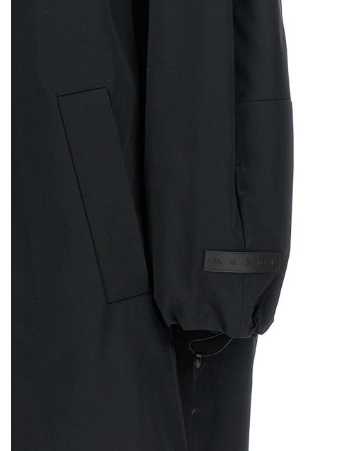 Marni Black Parka Satin Technical Hood