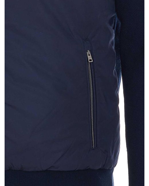 Herno Blue Nylon And Pique Knit Cardigan for men