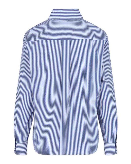 P.A.R.O.S.H. Blue Striped Shirt With Rhinestones