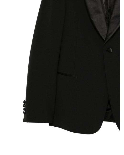 Emporio Armani Black Wool Tuxedo Suit for men