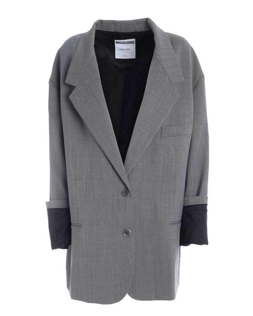 Moschino Gray Maxi Lapels Oversize Jacket