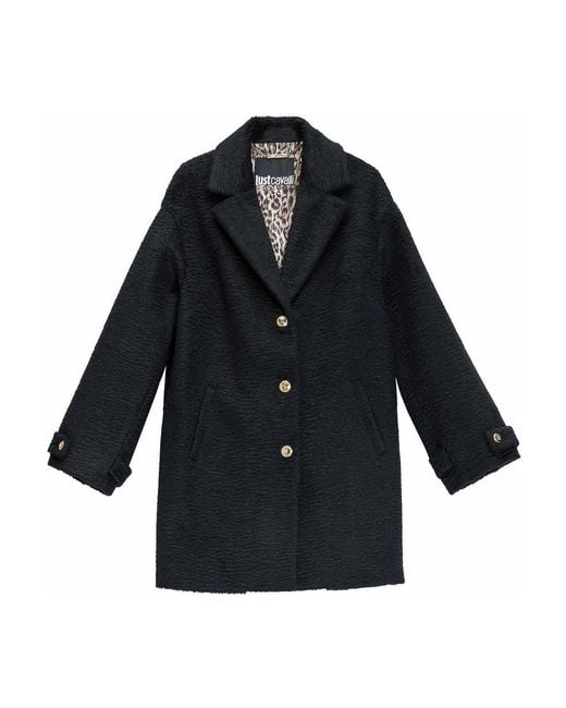 Just Cavalli Blue Cappotto Faux Astrakan