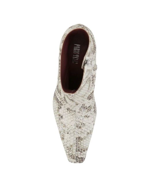Paris Texas Natural Snake-Effect Mid-Heel Boots