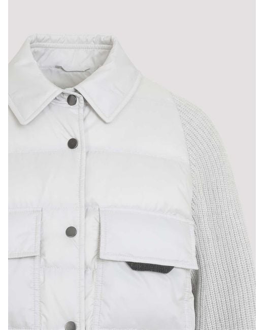 Brunello Cucinelli White Hybrid Padded Jacket
