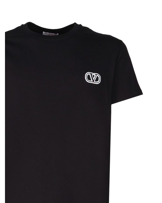 Valentino Garavani Black Vlogo T-shirt In Cotton for men
