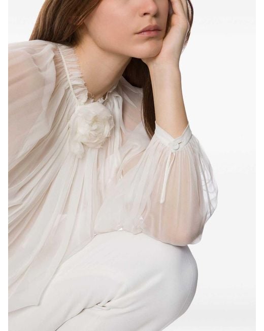 Alberta Ferretti White Multicolour Silk Shirt
