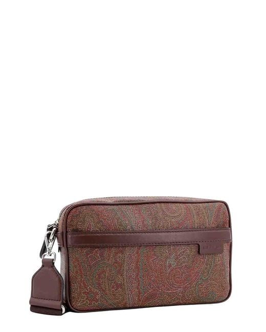 Etro Brown Coated Canvas Leather Bag Paisley Motif for men