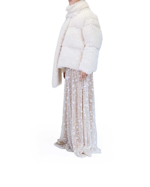 Karl Lagerfeld White Karl Studio Faux Fur Coat