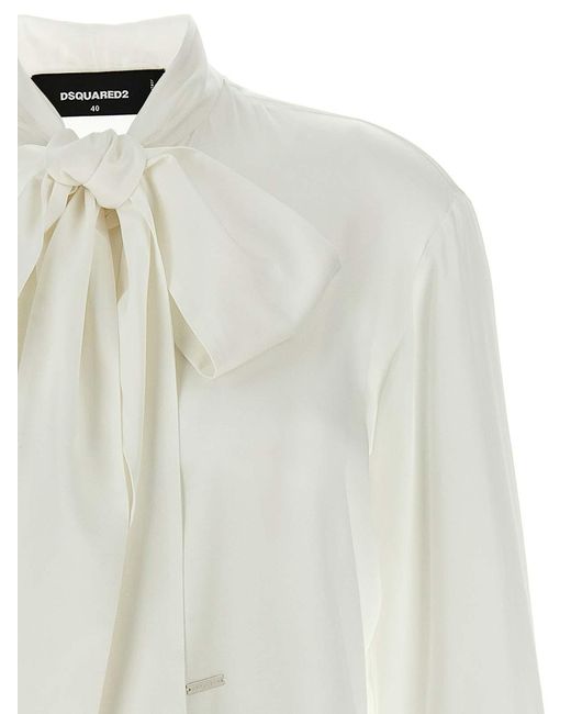 DSquared² White Paris Bow Shirt