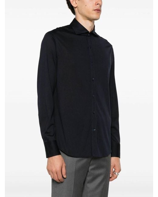 Brunello Cucinelli Black Shirt With Spread Collar for men