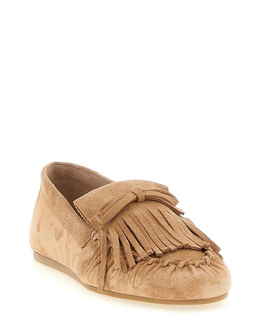 Stuart Weitzman Brown Britt Fringe Loafers