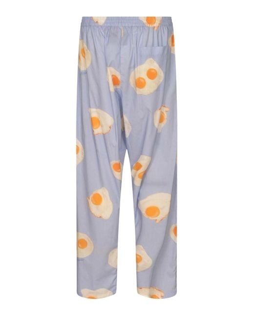 Moschino Blue All-Over Printed Trousers for men