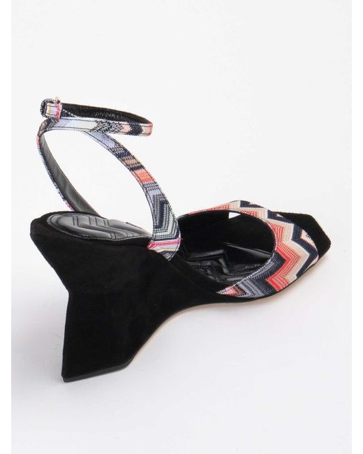 Missoni Black Laced Geometric Print Sandals