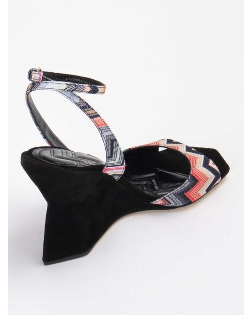 Missoni Black Laced Geometric Print Sandals