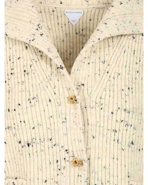 Bottega Veneta Natural Ribbed Wool Cardigan