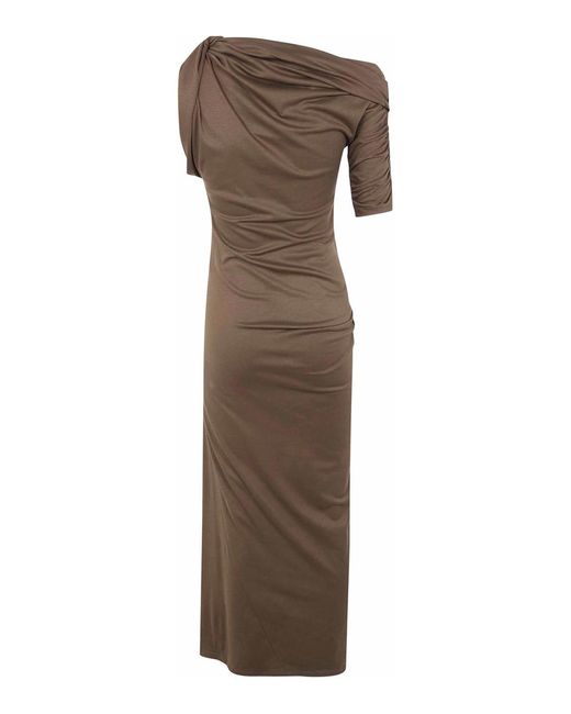 Jacquemus Brown La Robe Drapeado Long Dress