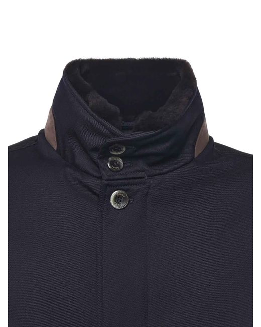 Herno Blue Diagonal Wool Carcoat for men