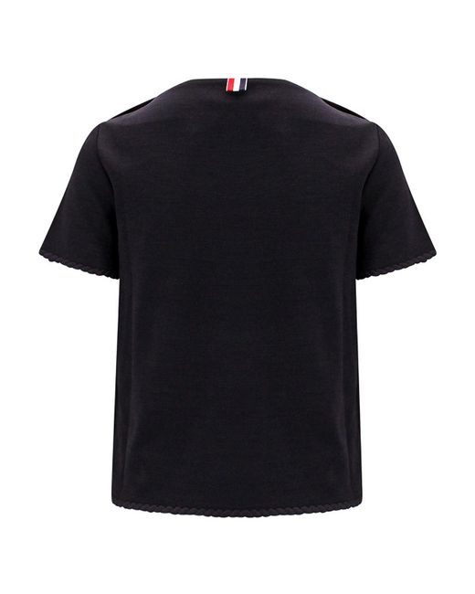 Thom Browne Black Cotton And Silk T-shirt
