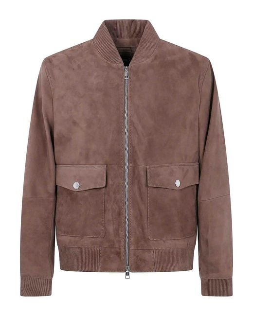 Michael Kors Brown Suede Bomber Jacket for men