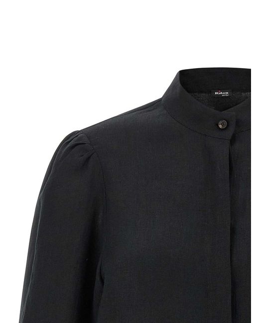 Kiton Black Fringed Shirt
