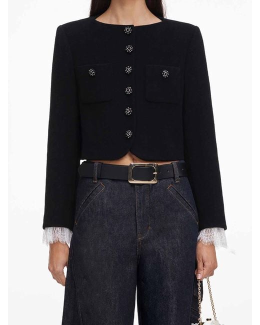 Self-Portrait Black Button Down Jacket