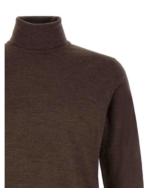 Zanone Brown Turtle-Neck Sweater for men
