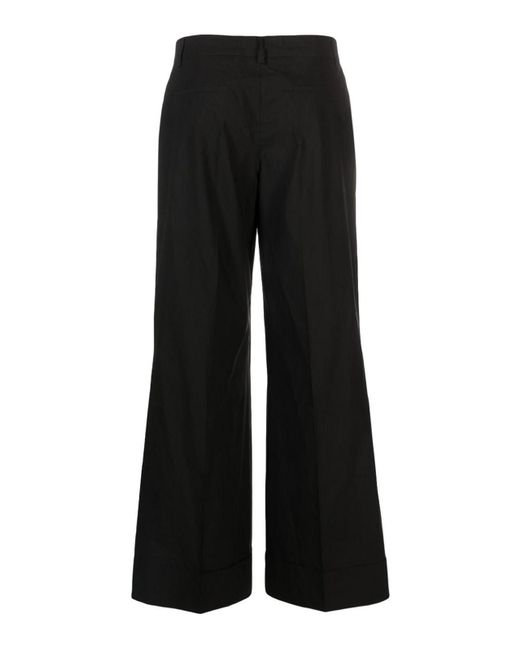 P.A.R.O.S.H. Black High-waisted Cotton Tailored Torusers