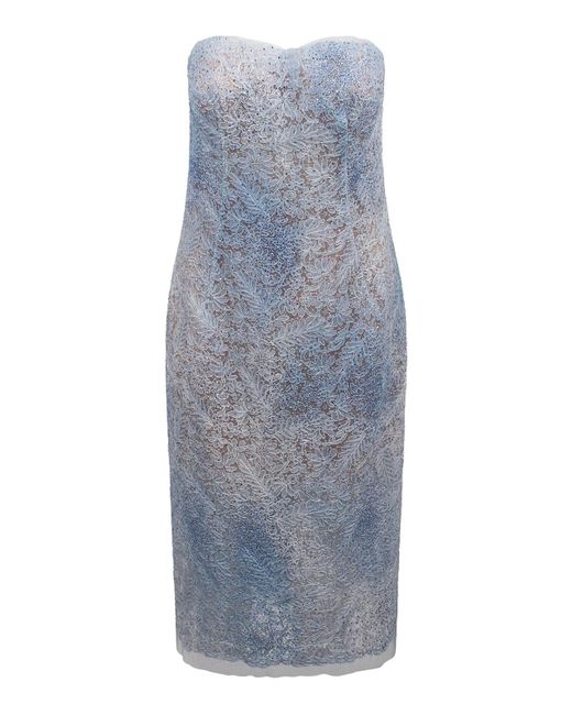 Ermanno Scervino Women's Blue Lace Bustier Midi Dress