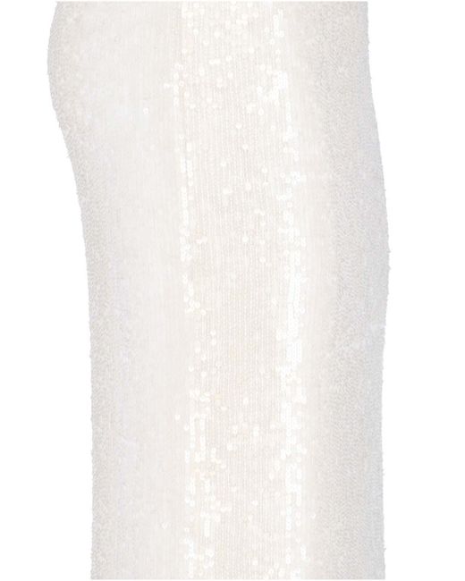 P.A.R.O.S.H. White Midi Sequin Skirt
