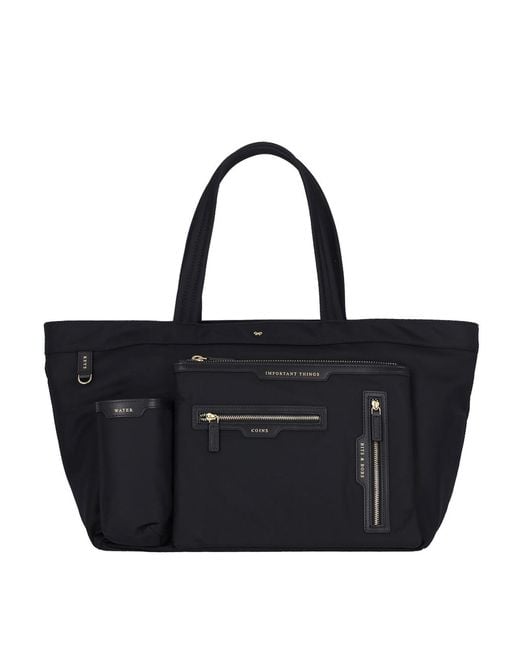 Anya Hindmarch Black Multi-Pocket Tote Bag