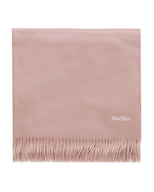 Max Mara Pink Stole In Pure Sable Cashmere