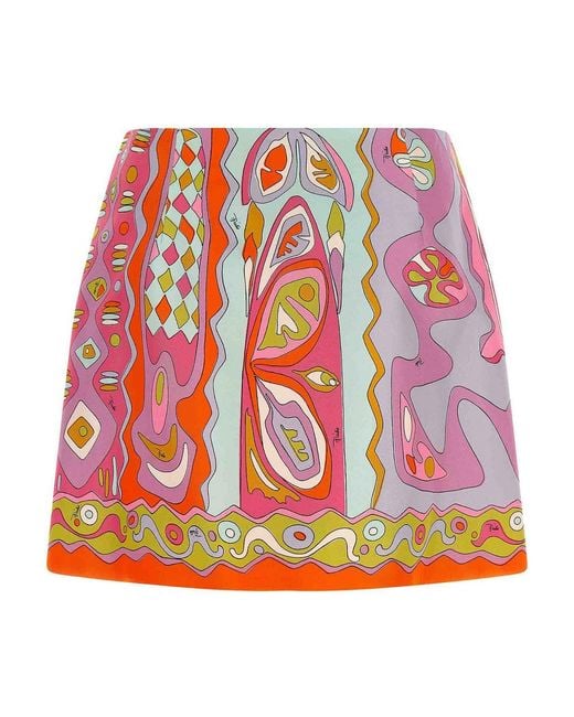 Emilio Pucci Multicolor Angoli' Print Twill Skirt